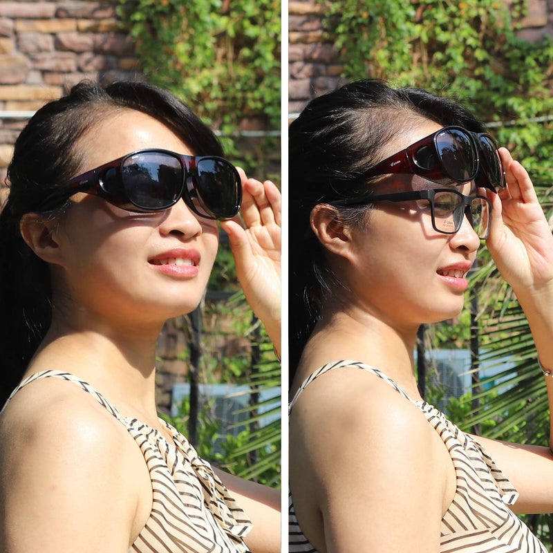 yodo Fit Over Glasses Sunglasses with Polarized Lenses for Men and Women,Burgundy - Image 2